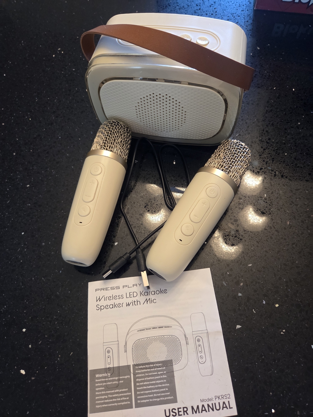 New Press Play Wireless LED Karaoke Speaker with Dual Mics